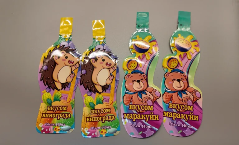 Custom shaped flexible pouch for snacks and beverages by Packvix